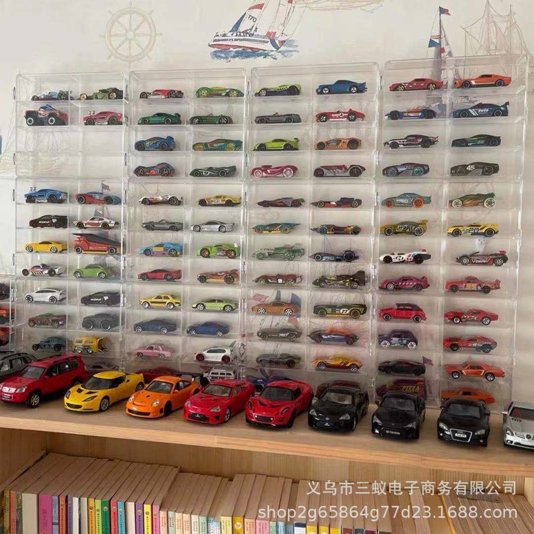 风火轮火柴盒多美卡儿童玩具车模收纳盒1:64小汽车防尘多格收纳架