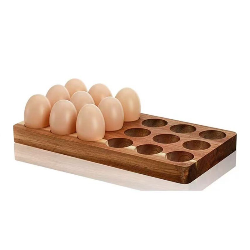 Ready-Made Household Wooden Egg Rack, Kitchen Multi-Compartment Wooden Egg Storage Rack, Refrigerator Multi-Compartment Solid Wood Egg Tray