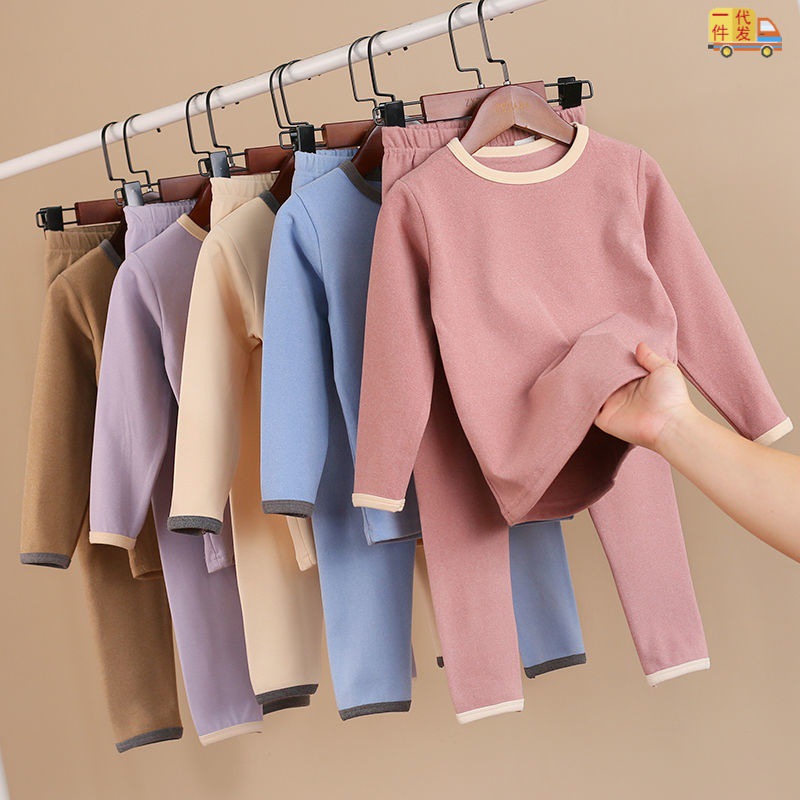 children Brushed thickening Cashmere underwear suit Autumn and winter men and women fever Primer Autumn clothes baby Home Furnishing Cross border