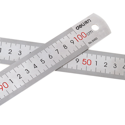 Deli steel ruler drawing measurement scale ruler stainless steel scale 20cm 30cm 50cm two-color marking ruler