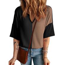 X 94860 Waffle Color Block Sweater �����ƴɫ��֯���羳