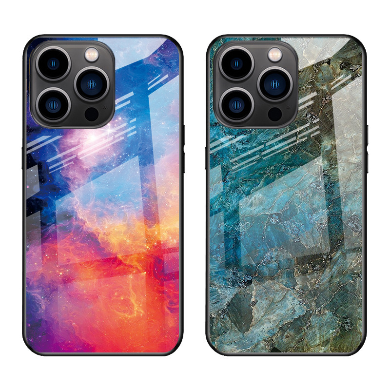 Aplicable Apple 16 mármol 11 vidrio para teléfono móvil iPhone13ProMax Star 14 funda protectora 15PRO