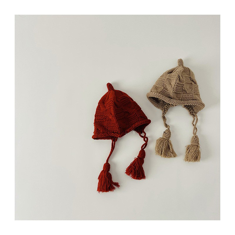 ins sombrero para niños coreano otoño invierno caliente mujer bebé extranjero gorro de lana, gorro de tejido protector de orejas para niñas