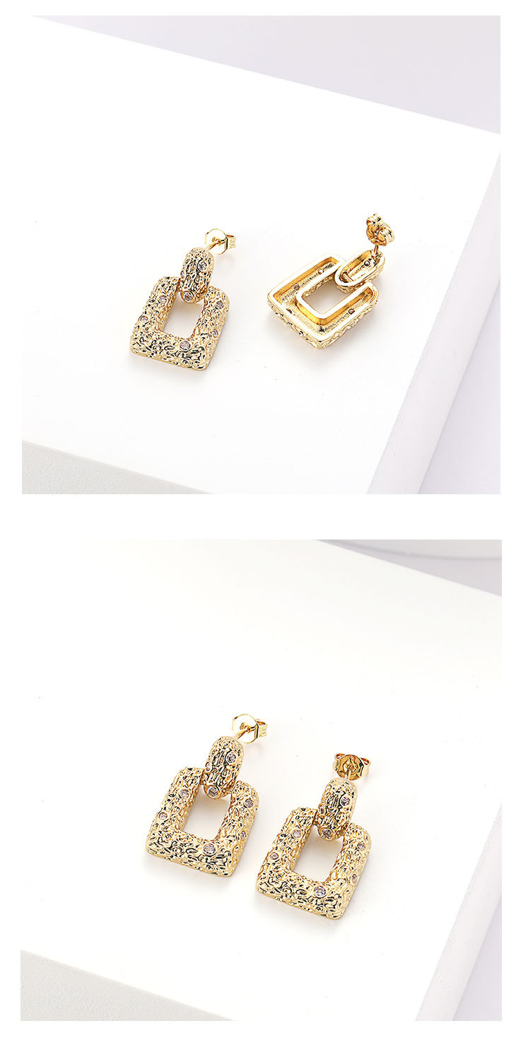 retro copper diamond bump square geometric drop earringspicture1