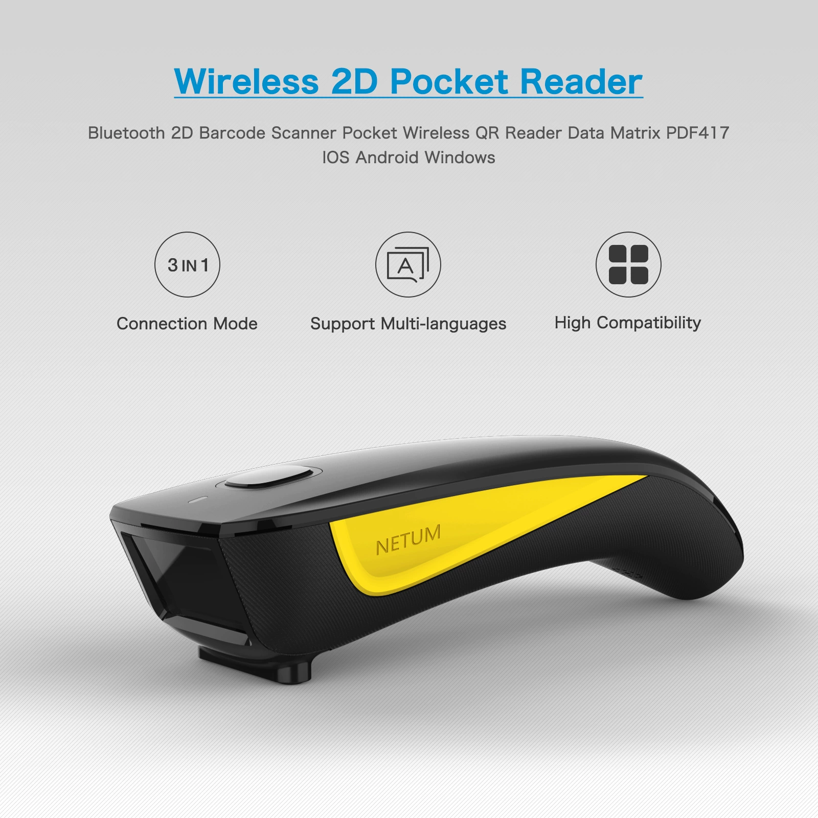 Карманный сканер штрихкодов Netum C750 Pocket Mini Bluetooth 2D
