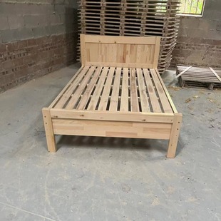 Wholesale modern simple pine double bed master bedroom dormitory rental hotel small apartment 1.2 meters single bed