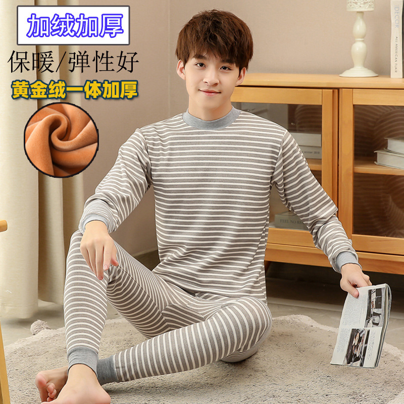 Traje de ropa interior térmica para niños medianos y grandes forrado de vellón engrosado adolescentes ropa de otoño para niños ropa exterior para niños suéter