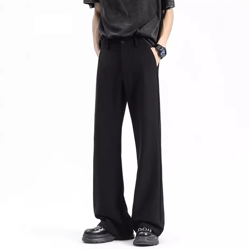 Black Pants Men's Spring and Autumn New Straight cleanfit Micro-La High-end Casual Long Pants for Men
