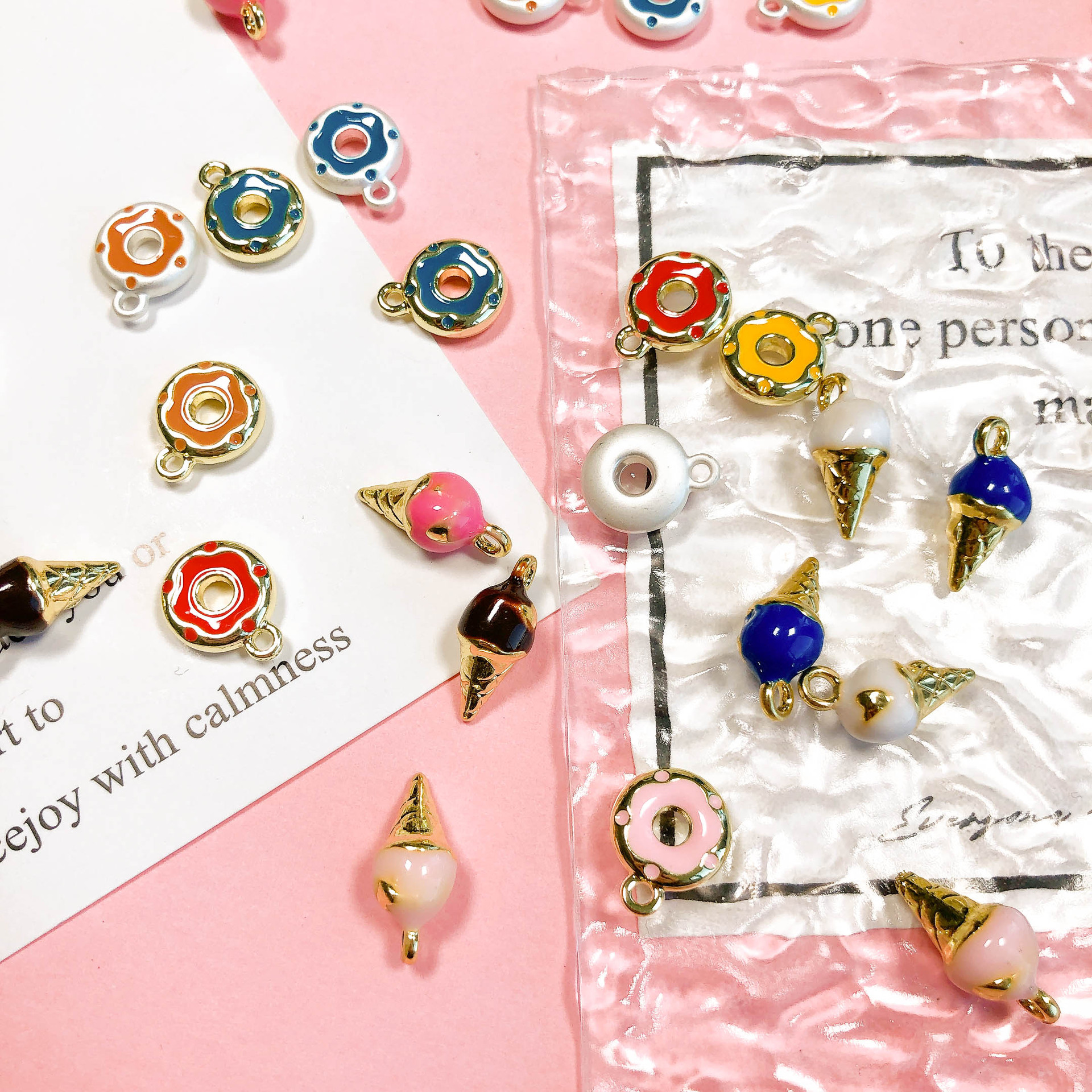 11g Weight Pendant Jewelry Making Type DIY Jewelry Accessories Classification 6 Pieces Quantity Alloy Material Ice Cream Pattern Enamel Design Cartoon Style Style 6 Pieces Alloy Ice Cream Pendant 1