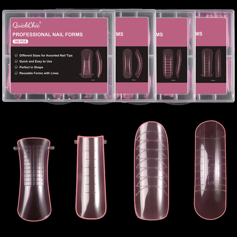 Cross-Border 120-Piece Pink Crystal Nail Mold Extension Without Paper Backing, Quick Phototherapy Nail Extension, Lengthening and Widening Fake Nails