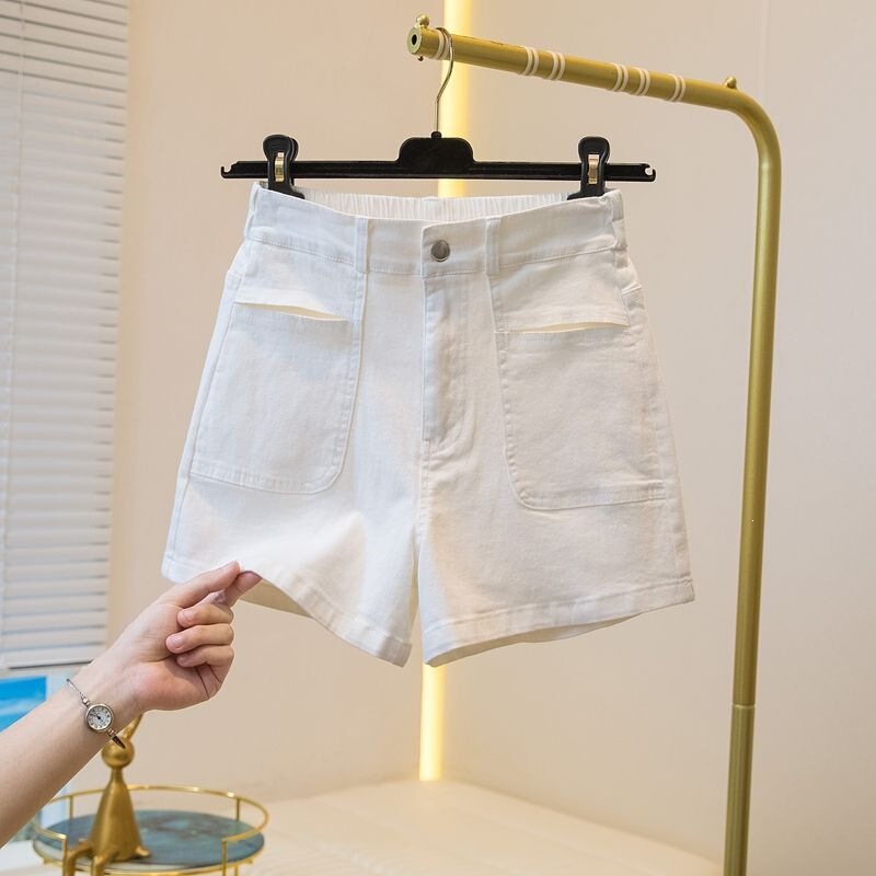 2026 Summer New High-Waisted Denim Shorts for Women, Fashionable Slim-Fit Casual Loose Straight Wide-Leg Hot Pants for Outerwear