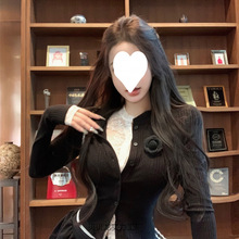 女装秋套千金学院小香风针织开衫女秋冬假两件上衣蕾丝打底衫内搭