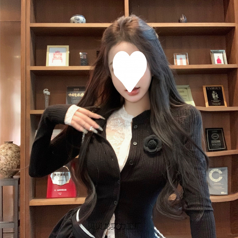 女装秋套千金学院小香风针织开衫女秋冬假两件上衣蕾丝打底衫内搭