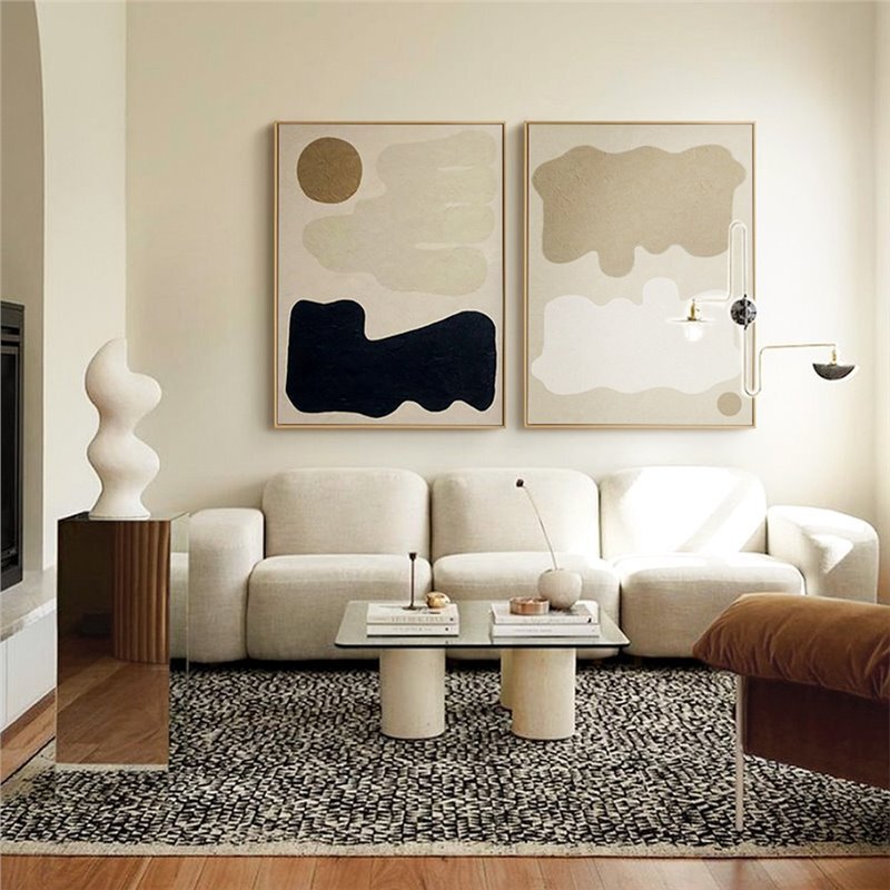 Minimalist Wabi-Sabi Style Hanging Painting Ins Cream Style Decorative Painting for Living Room Abstract Art Sofa Background Wall Entrance Mural