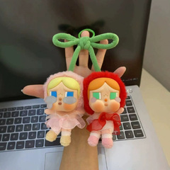 泡泡玛特CRYBABY樱桃哭娃爱神眼泪毛绒包包挂件钥匙扣盲盒玩具