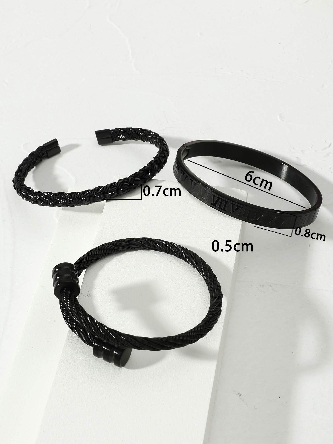 Simple Style Letter Solid Color Titanium Steel Plating Bangle 1 Set