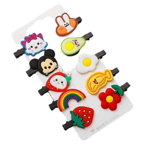 Children's hair clip soft glue 10-piece set girls hair clip cute BB clip side clip cartoon hair clip factory direct sales wholesale