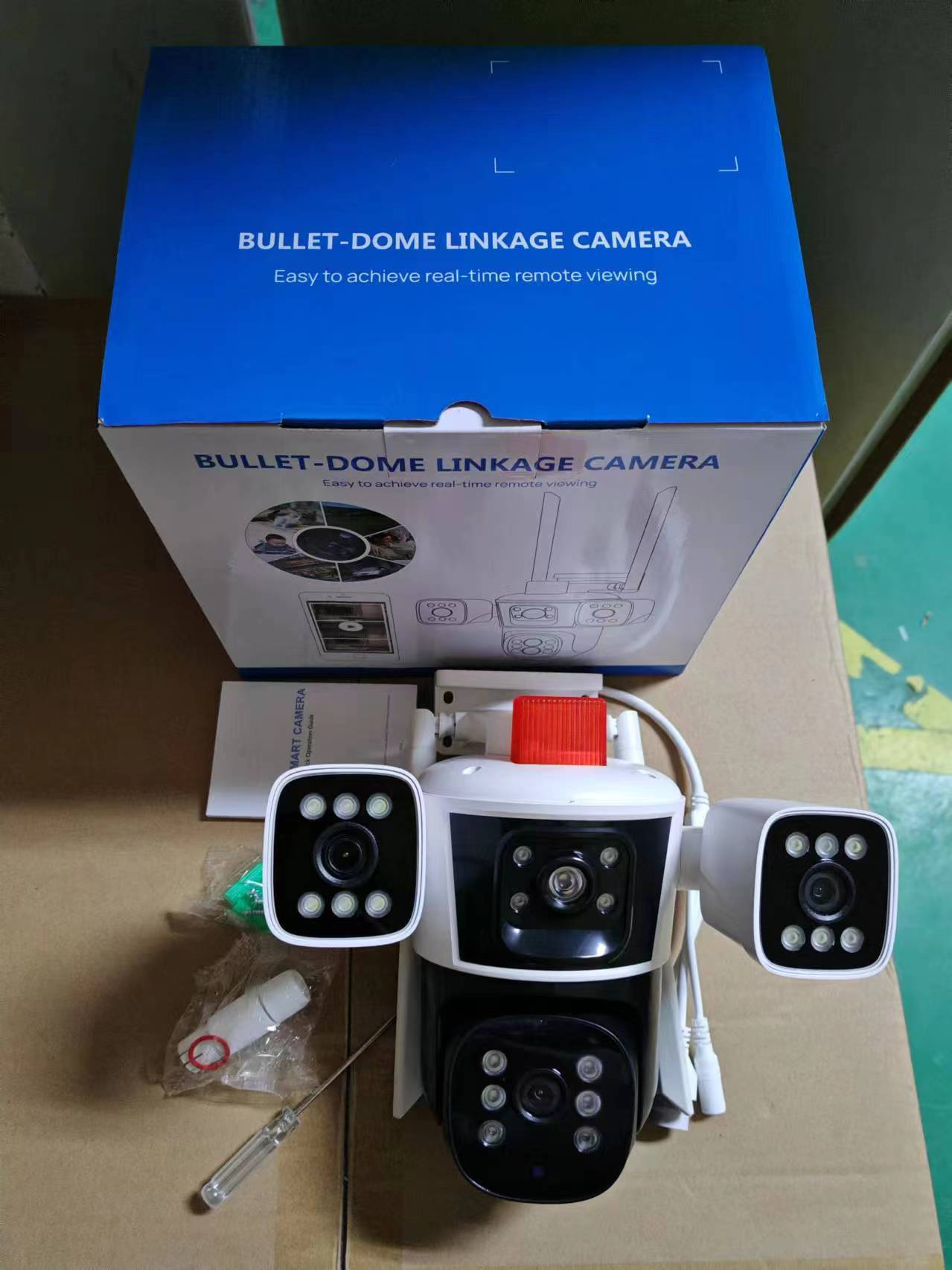 Cámara de vigilancia de tres pantallas de tres lentes Panorama para el hogar al aire libre HD Gun Ball Wifi Cámara de red inalámbrica