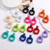 Square earrings, colorful spray paint with pigtail, silver needle, wholesale, silver 925 sample