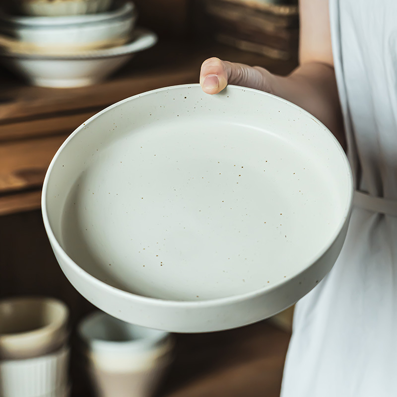 Retro viento tinta de sésamo puntos cerámicos platos profundos platos de platos caseros prácticos platos de ensalada de frutas platos de pasta