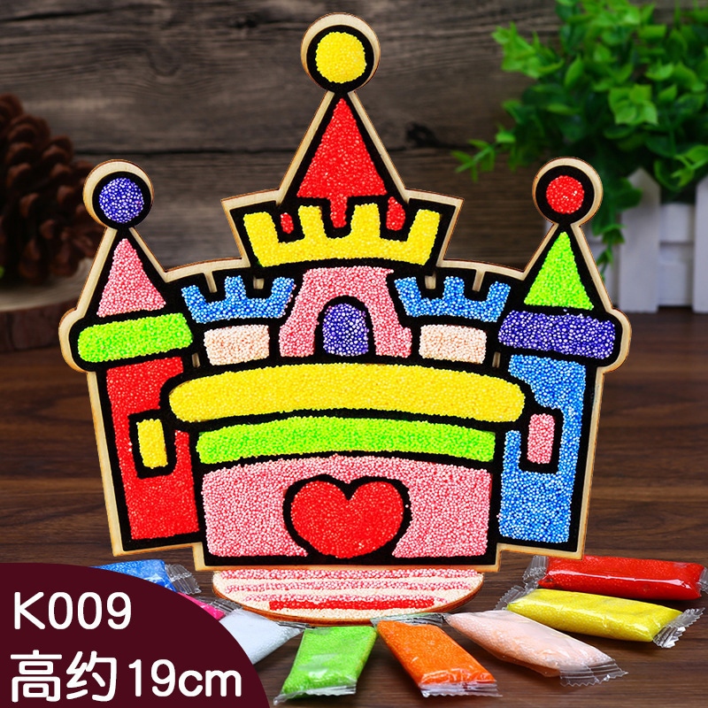 木板スノーフレーク泥絵パール泥粘土絵幼稚園児手作り立体粘着絵画|undefined