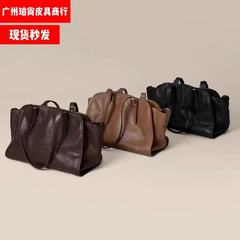 Qiu Zhen 植物タンニンなめし第一層牛革インゴットボウリングバッグポータブルクロスボディバッグレトロ本革大容量通勤レディースバッグ