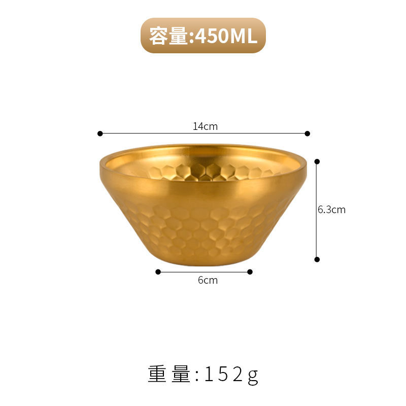 韓国 304 ステンレス鋼の笠ボウル二層槌目サラダボウル V 字型ライスボウルデザート鍋レストランかき氷ボウル|undefined