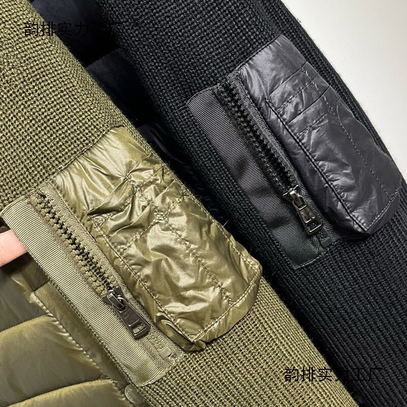 跨境欧货2024新品连帽羽绒服男冬季时尚拼接针织袖开衫外蒙家短款|undefined