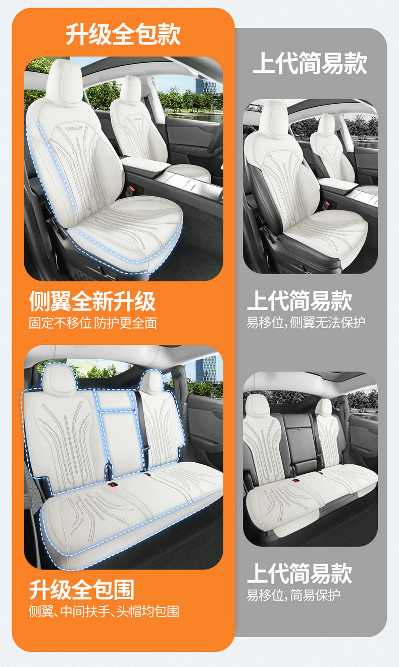 26 New Tesla Model Y Saddle Cushion Full-Cover Breathable Car Seat Cushion Special Seat Cover for Specific Vehicles