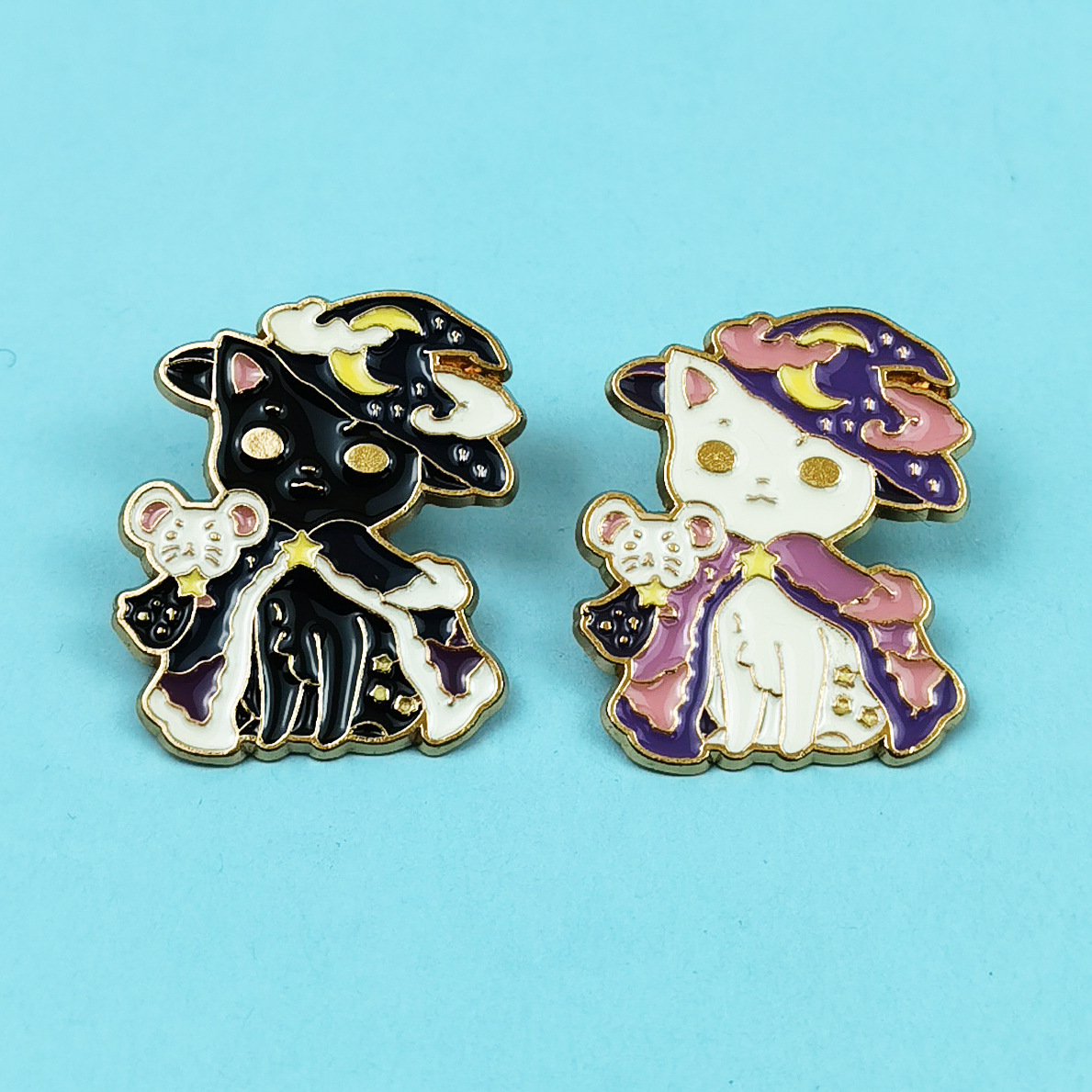 Broche de Gato de Dibujos Animados, Estilo Transfronterizo, Insignia de Aleación, Joyería, Accesorio de Ropa, Pin Blanco y Negro, Lindo