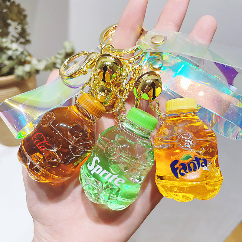 New acrylic oil Coke bottle Keychain Car bag pendant women exquisite cute small gifts wholesale