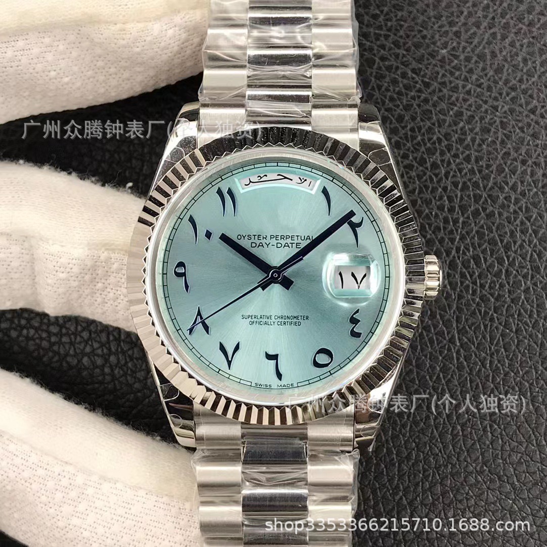 劳家蚝式恒动中东版本日志型手表双日历星期显示拿自动机械男手表