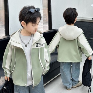 Boys' Spring and Autumn Coat 2025 New Children's Casual Mid-Big Children's Western Style Boy's Windbreaker Baby's Color-block Charge Clothes