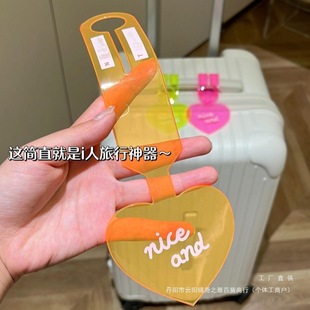 Fluorescent Luggage Tag Anti-Loss Identification Tag Travel Suitcase Hangtag Identification Label Checked Luggage Tag Travel Anti-Misplacement Accessory
