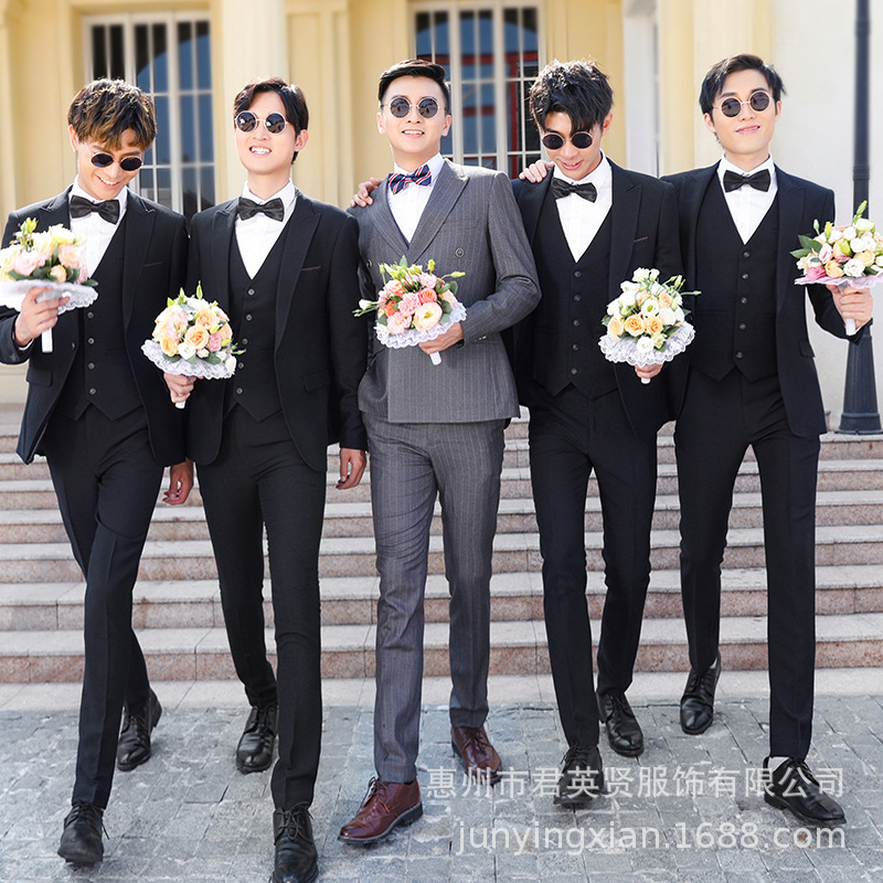 Groomsman clothing rental suit suit bridegroom groomsman group brothers suit wedding dress formal suit plus size suit men rental