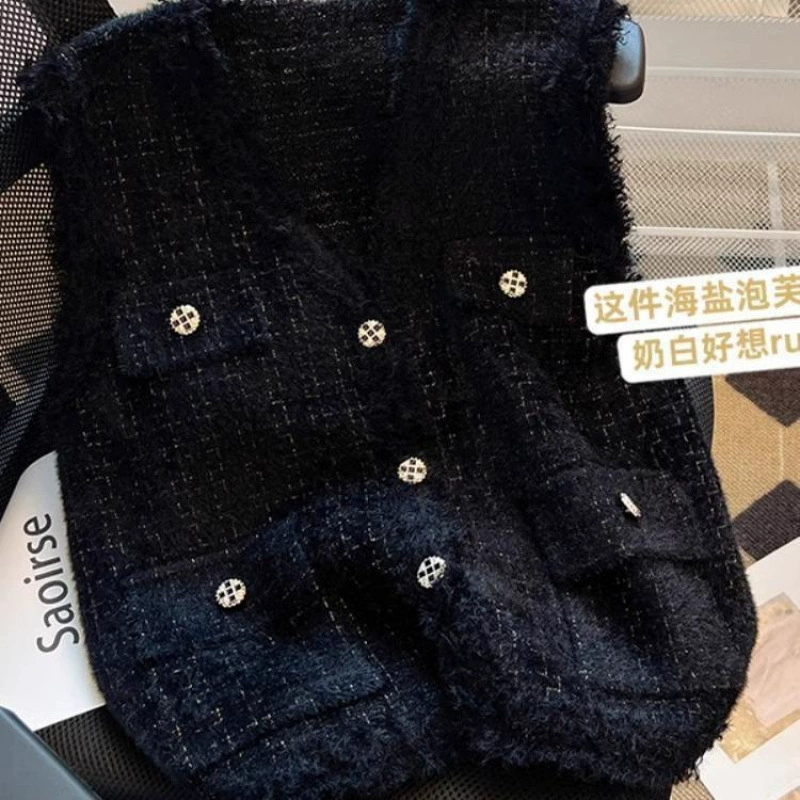 Осенний вязаный жилет, куртка, стиль Chanel