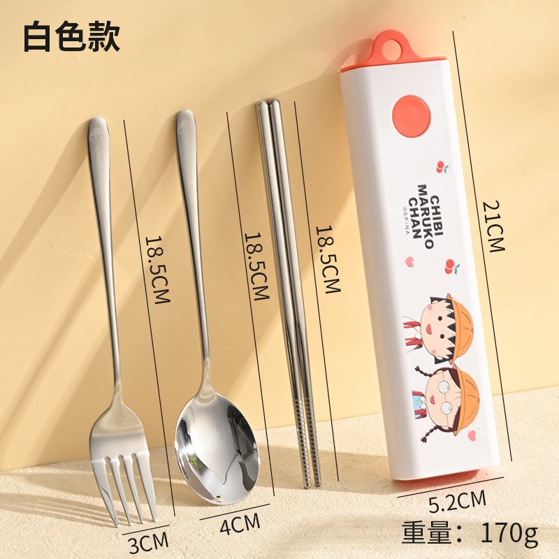 흰색 [치비 마루코짱] 숟가락 + 포크 + 젓가락