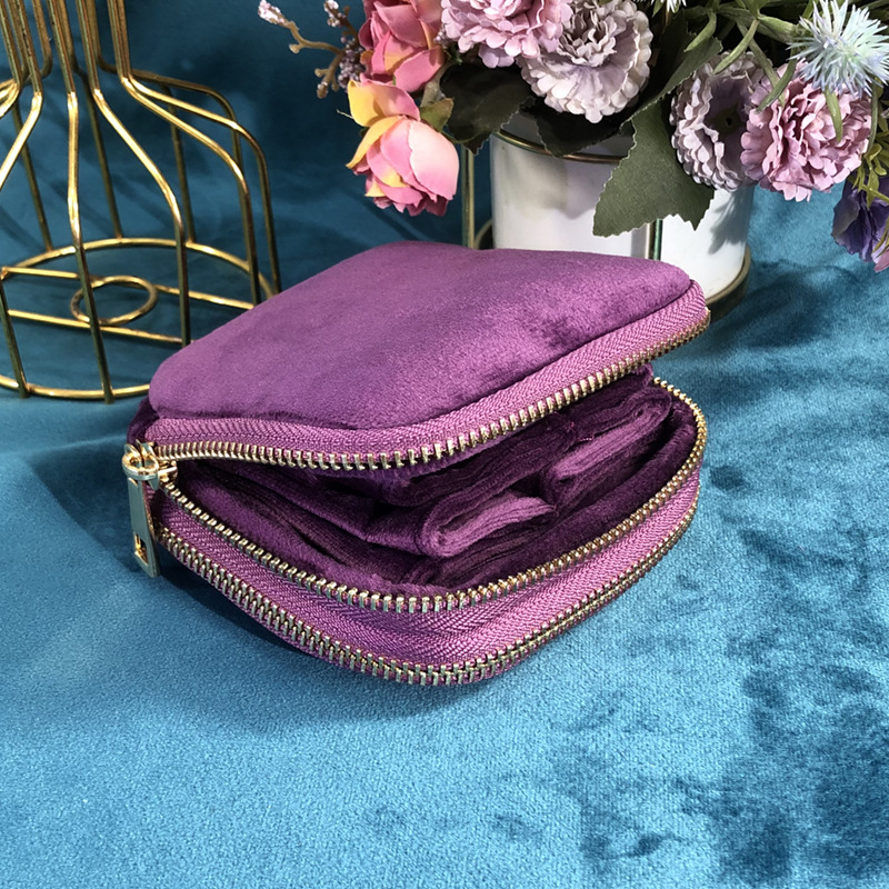 보라색 이중 레이어 (리스 벨벳); 지퍼 수납 파우치 (PP 포장)
