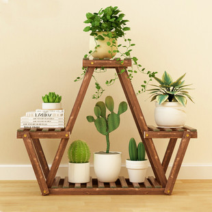 Flower Shelf Multi-layer Indoor Storage Rack Balcony Household Living Room Floor-standing Fleshy Wooden Assembled Flower Pot Rack Wholesale