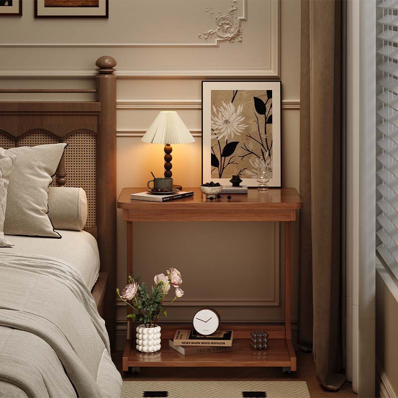 Mesa de centro móvil, mesa pequeña, mesa lateral, lujo ligero, alta calidad, mesita de noche pequeña, gabinete lateral de viento silencioso antiguo, madera maciza