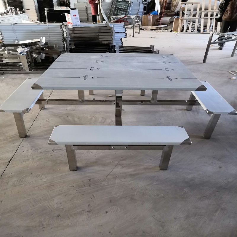 Mesa y silla de comedor para empleados, escuela, empresa, comedor, fábrica, comedor de acero inoxidable, mesa y silla de comedor para 4 personas, 6 personas, 8 personas