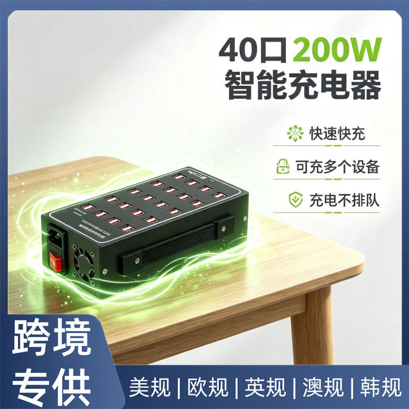 200W high-power 40-port USB fast-charging desktop charging station suitable for Apple, Huawei, Xiaomi multi-port sockets 200W high-power 40-port USB fast-charging desktop charging station suitable for Apple, Huawei, Xiaomi multi-port sockets