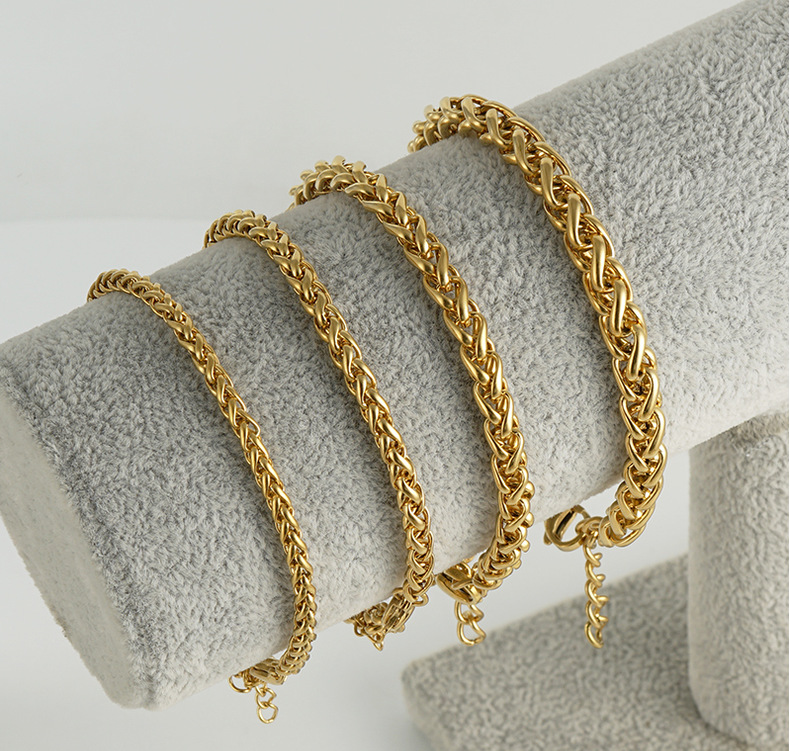 304 Stainless Steel Chain Material cable chain Chain Type 1 Piece Quantity Hip-Hop Geometric 304 Stainless Steel 18K Gold Plated Titanium Steel Stainless Steel Bracelets In Bulk