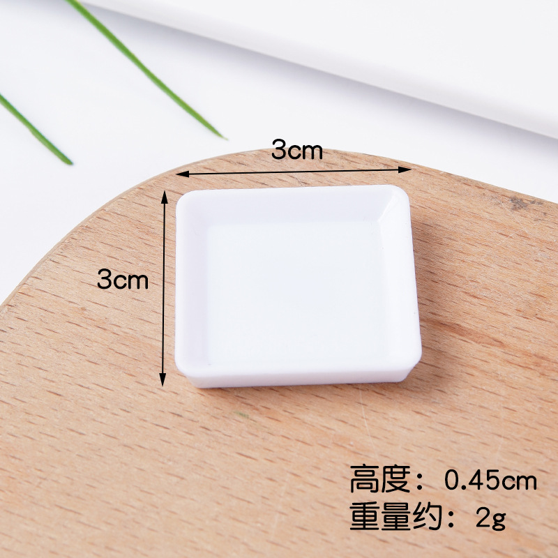 Plato pequeño de plástico blanco simulado para comida, mini plato de comida rápida, plato para bricolaje, juguete de comida, contenedor para pegamento en crema, accesorios.