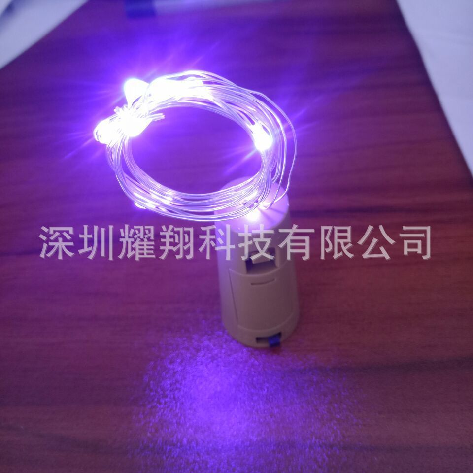 发光瓶塞灯纽扣装饰彩灯纽扣铜线灯圣诞装饰灯酒吧串瓶塞灯铜线灯