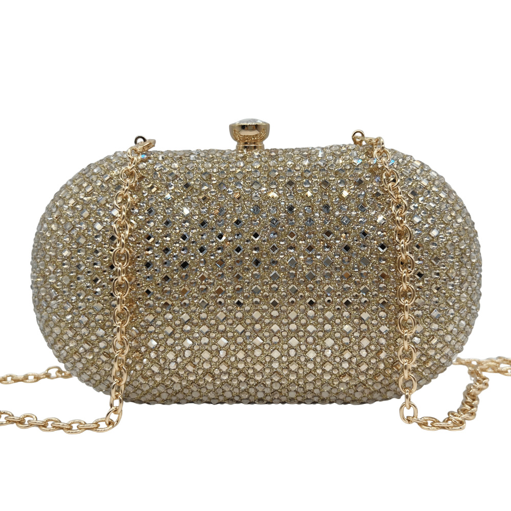Túi clutch nữ đính đá sáng bóng dự tiệc thanh lịch — vàng nhạt, bạc, ngọc lục bảo, màu xanh đậm chi tiết 14