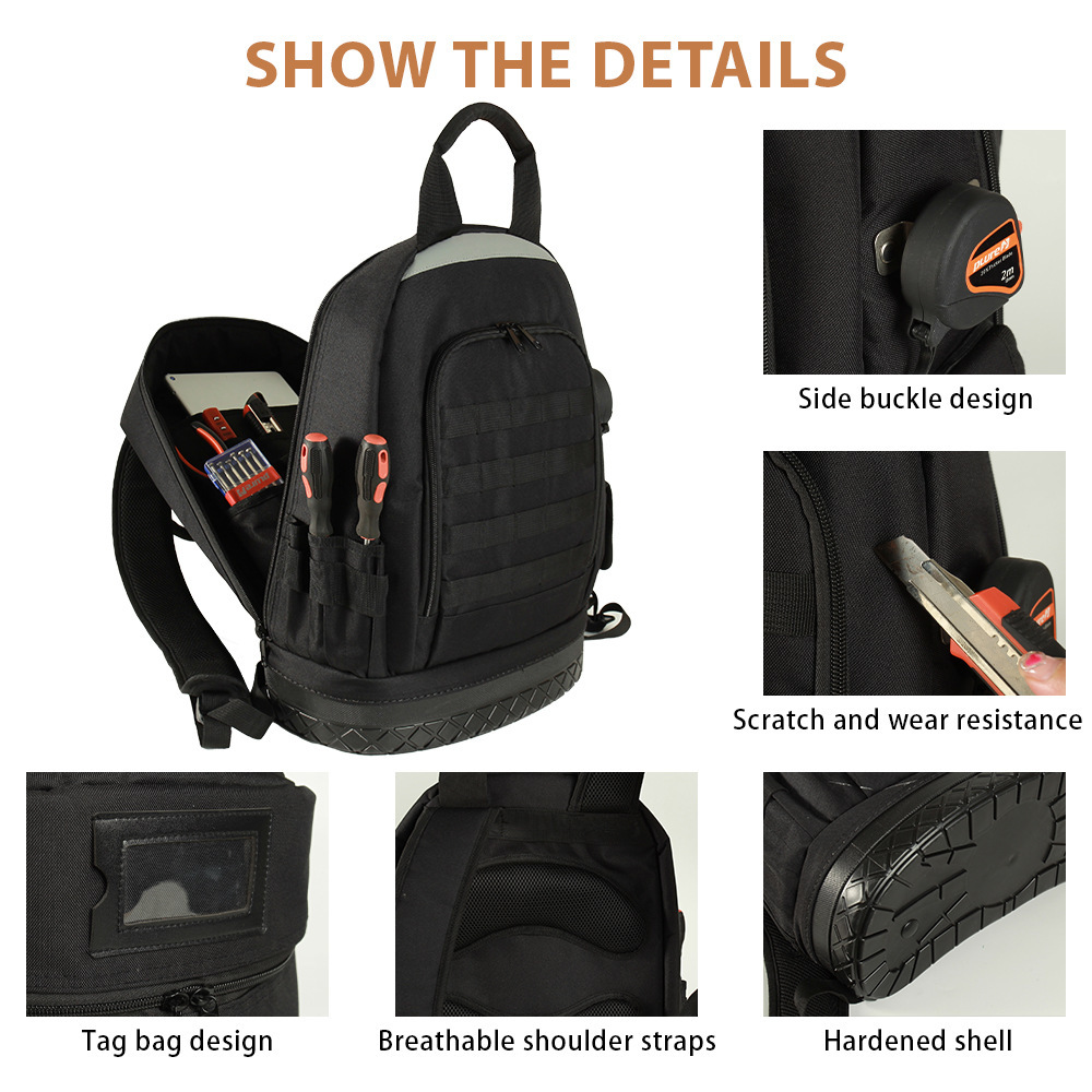 하드 바닥 배낭 키트 내구성 방수 대용량 옥스포드 천 전기 유지 보수 저장 가방