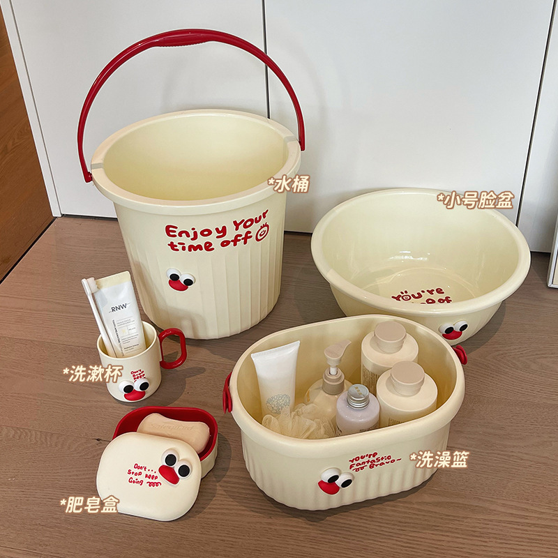 Juegos de lavado de viento crema dormitorio de estudiantes taza de dientes caja de jabón cubo lavabo artículos de primer año conjunto de seis piezas para estudiantes universitarios image 25