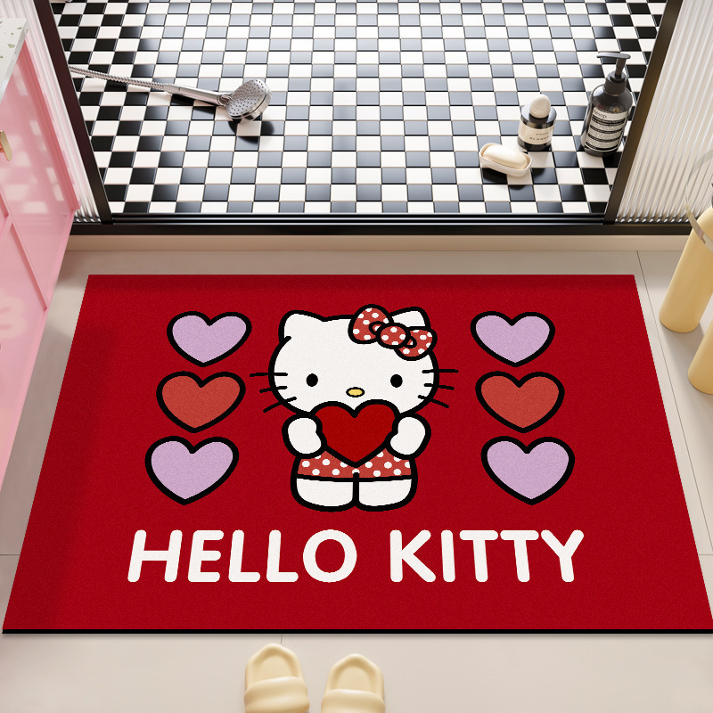可爱HelloKitty硅藻泥吸水地垫家用卫生间洗漱台防滑易打理门垫|undefined