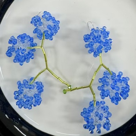 Cuentas azules largas aretes de flores con bordas exageradas joyas de orejas de vacaciones en la playa de mar pernos de orejas para mujeres sin agujeros de orejas image 5